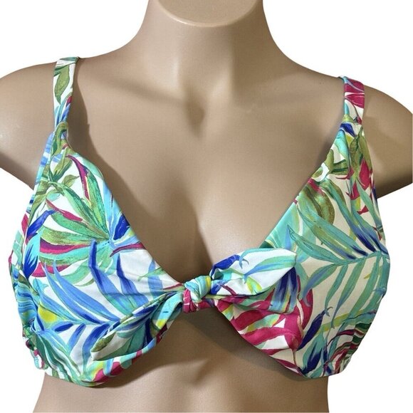TIME & TRU Tropical Print Swimsuit Bikini Top Women 3X (24W-26W)‎ Adjustable NEW - Picture 3 of 15